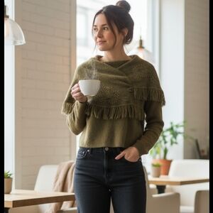 Vintage NWOT Linda Allard Ellen Tracy Mohair Blend Sweater Green Size M